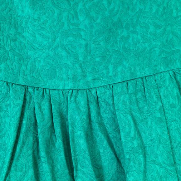 J. Crew Green Jacquard Matelasse Drop Waist Skirt Jade Teal Peplum Ruffle 0 XS - Picture 5 of 10
